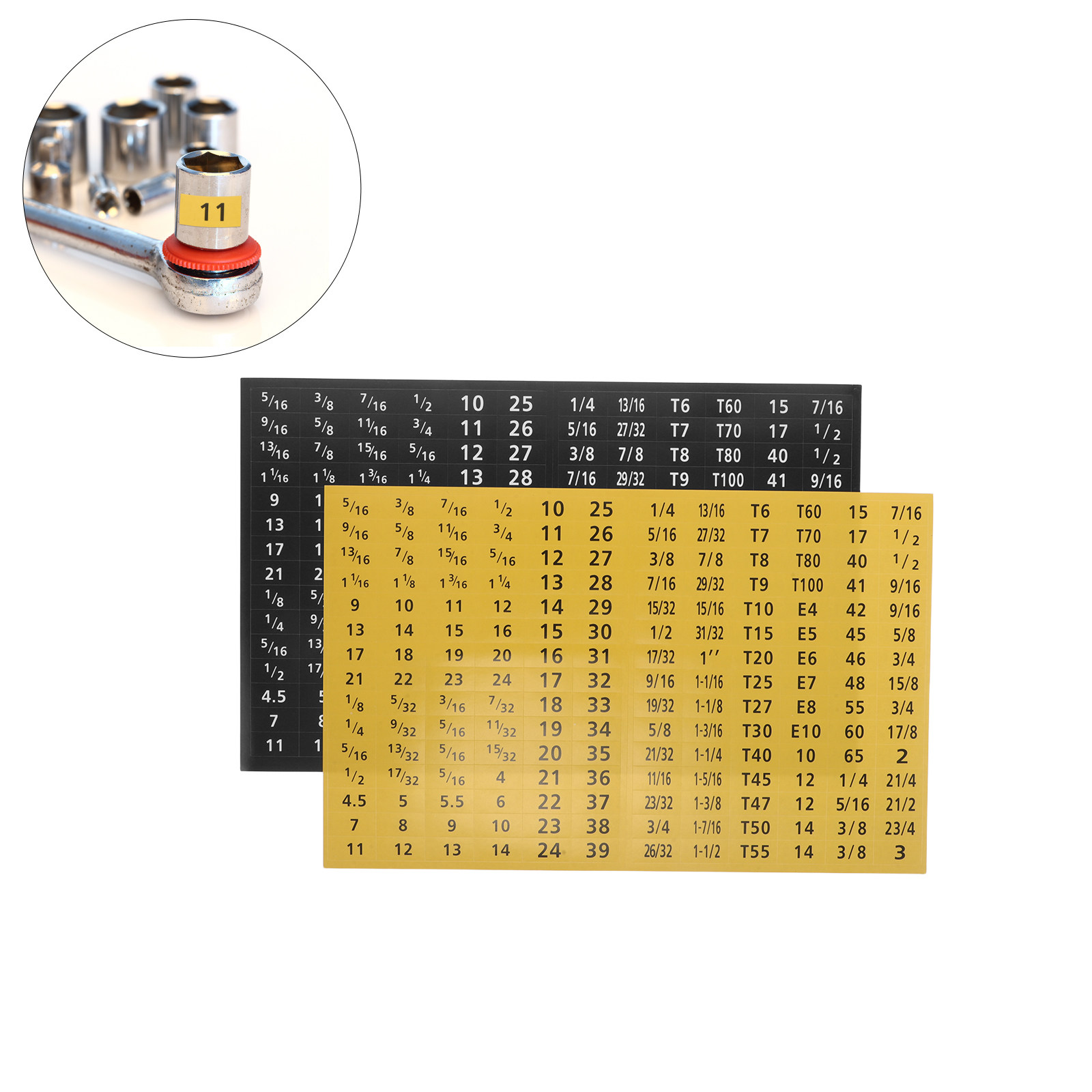 Tools In The Workshop - 20Sheets Socket Wrench Size Sticker Self